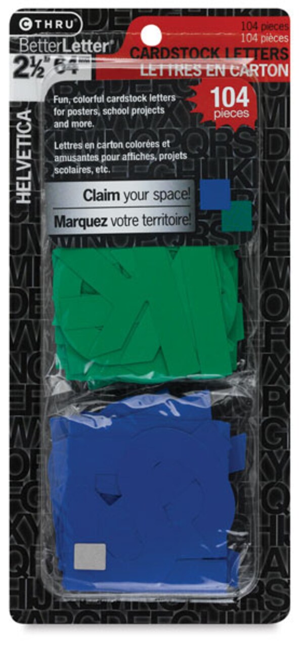 Westcott Cardstock Letters - 2 1/2", Blue/Green, Chipboard Letter